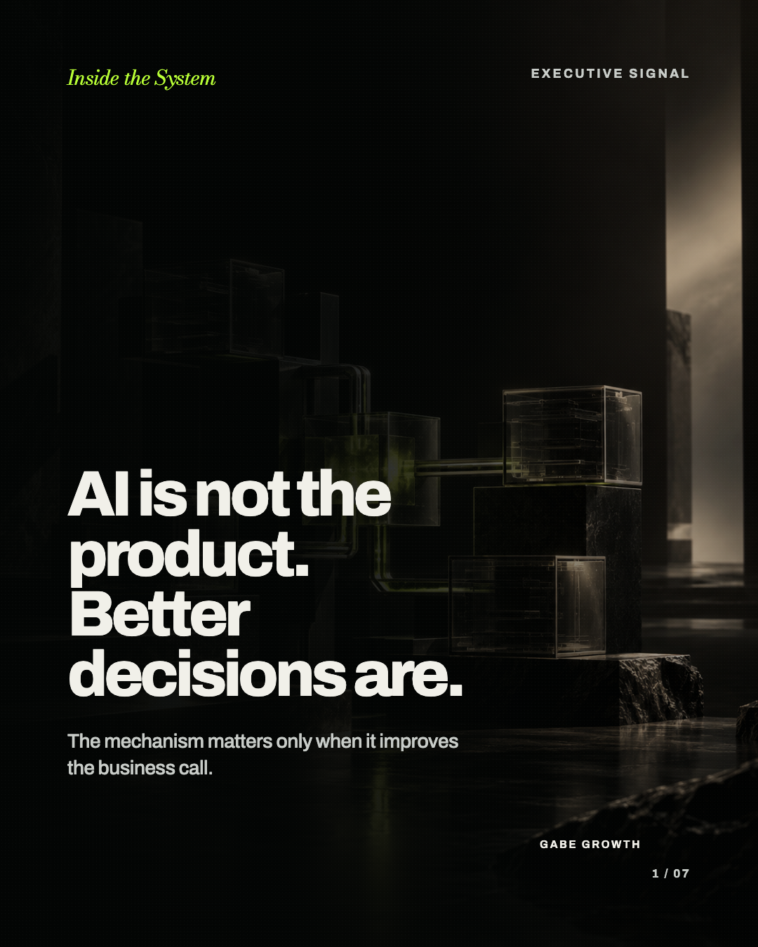 Gabe Growth carousel cover about using AI to improve business decisions